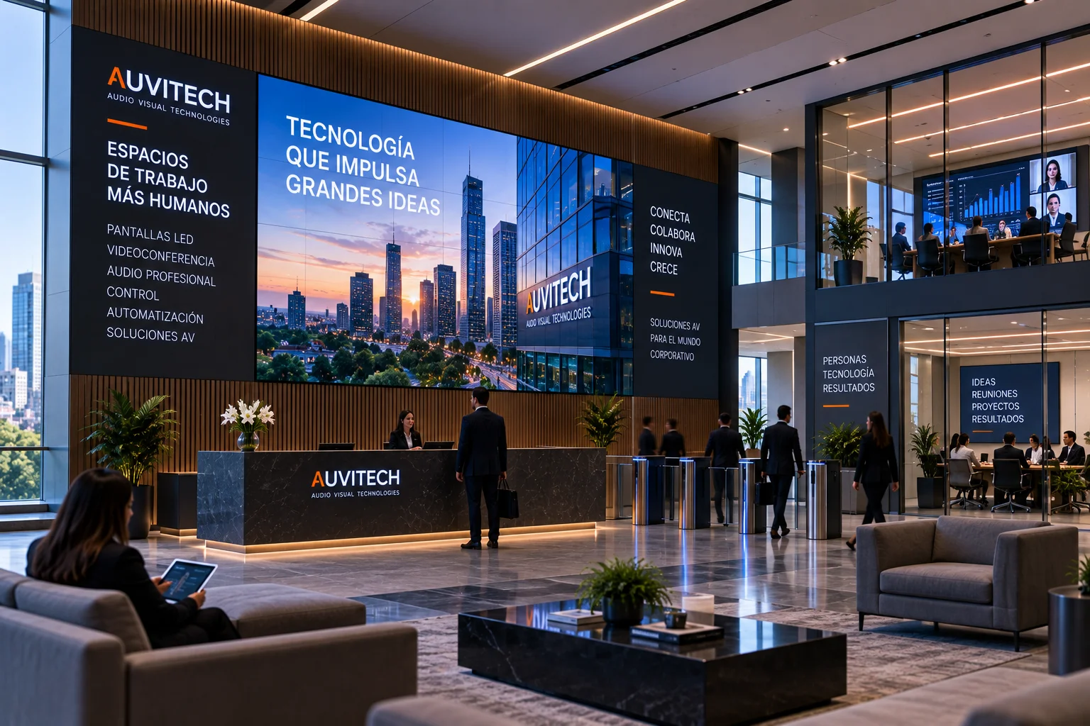 Recepciones corporativas con pantalla LED