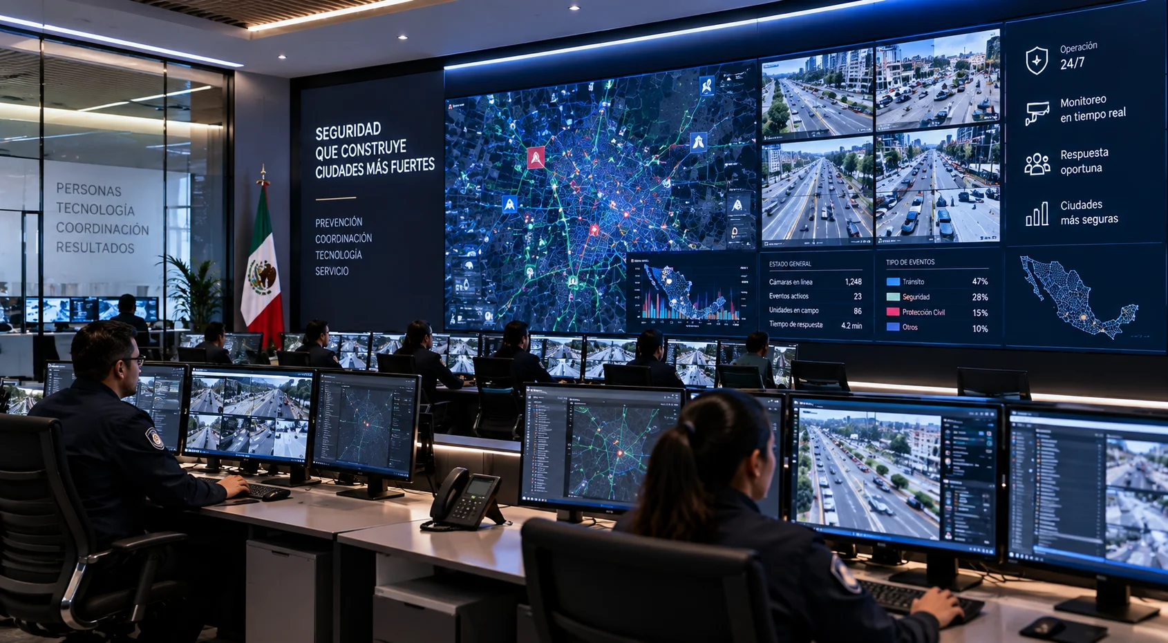 Gobierno y seguridad pública con pantalla LED