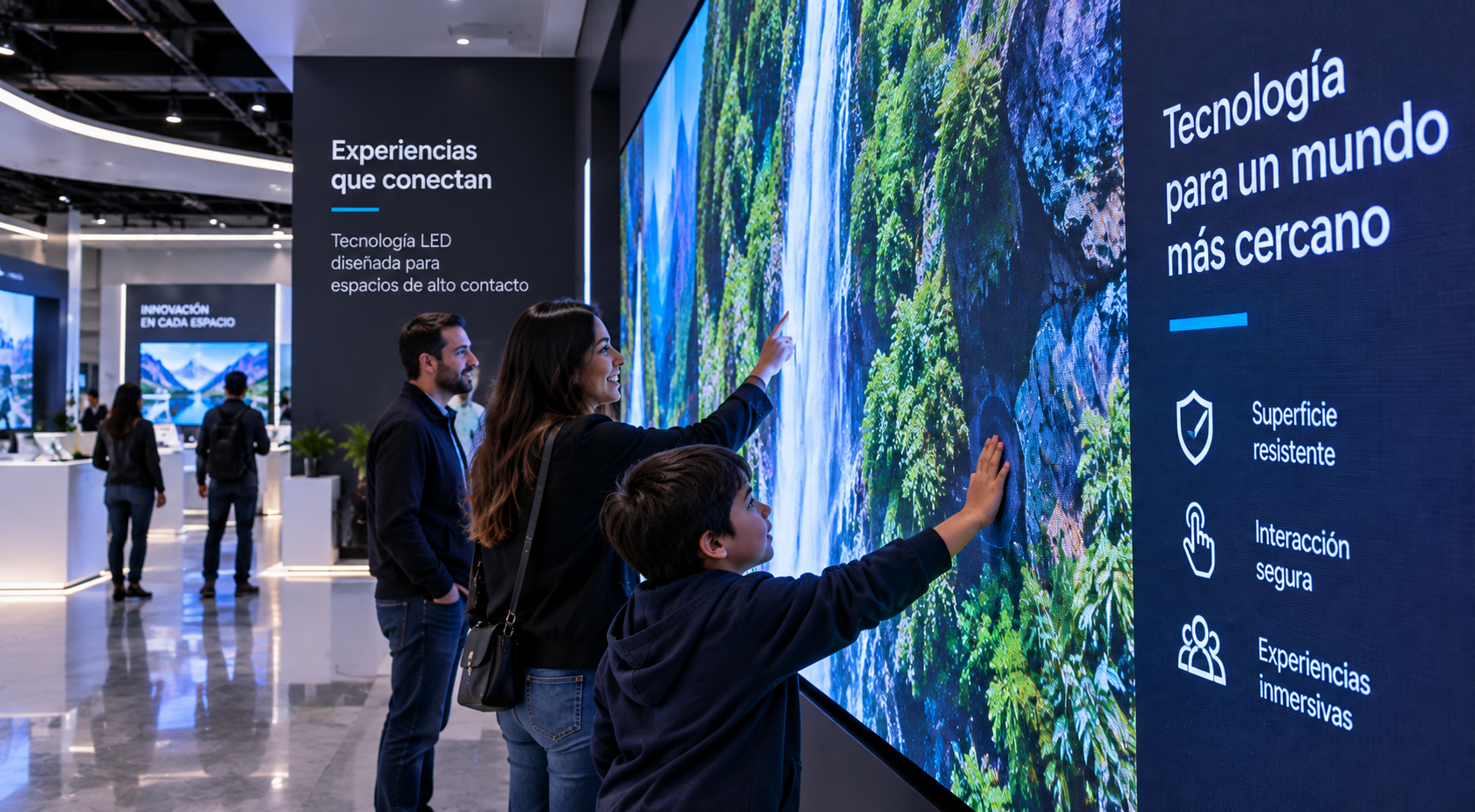 Espacios de alto contacto con pantalla LED